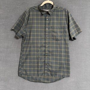 Flylow Shirt M Green Plaid Snap Lightweight Hiking Biking Outdoor Fishing Travel